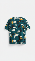Transit Teal Abstracts Boxy Fit Tee
