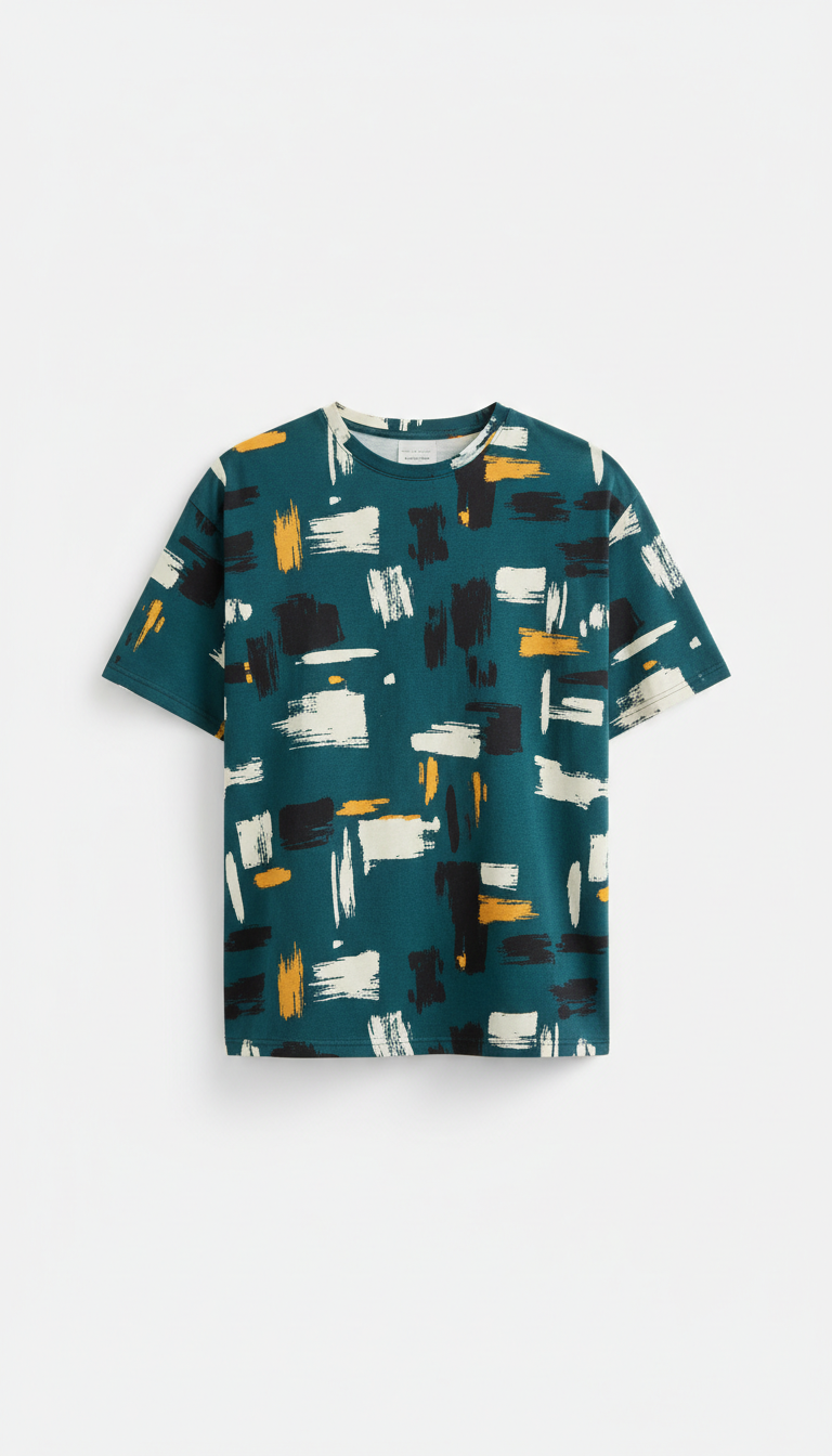 Transit Teal Abstracts Boxy Fit Tee